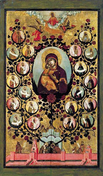 Simon Ushakov Praise to Icons of Virgin Mary of Vladimir. oil painting image